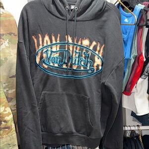 Von Dutch Black and Blue Flame Hoodie